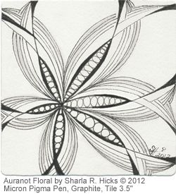 Auraknow Floral, a tangle by Sharla R. Hicks, artist, CZT, Author