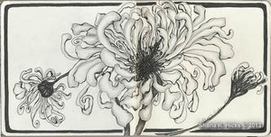 Chrysamthum, tange-inspired botanical, by Sharla R. Hicks, artist, CZT