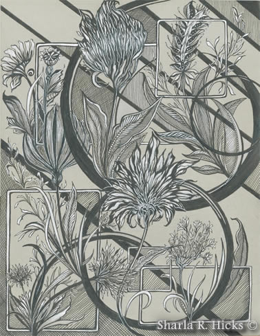 Tangle-Inspired Botanical by Sharla R. Hicks, artist, CZT, author