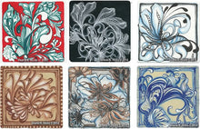 Load image into Gallery viewer, workshop example of a tangle-inspired botanicals on different background and pen color choices by Sharla R. Hicks 