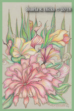 Load image into Gallery viewer, workshop example of enhanced tangle-inspired botanicals by Sharla R. Hicks, CZT and author