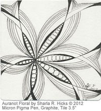 Load image into Gallery viewer, Auraknow Floral, a tangle by Sharla R. Hicks, artist, CZT, Author